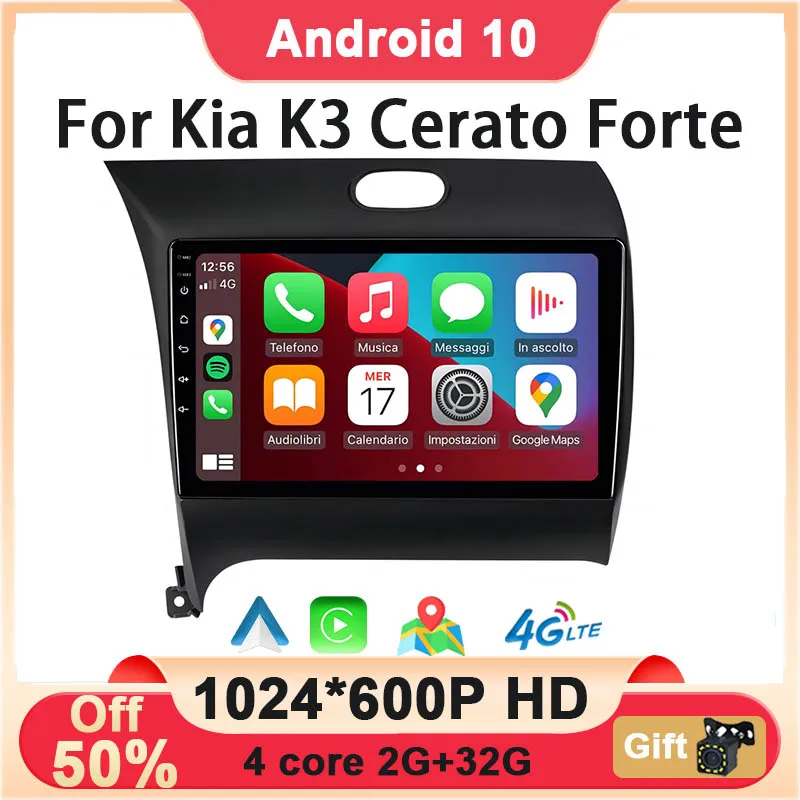 

Android 10 Car Radio Multimedia Video Player GPS Navigation Wireless Apple Carplay Auto Wifi For Kia Cerato 3 K3 Forte 2013-2018