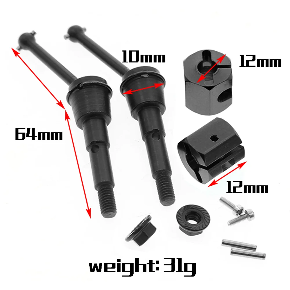 4 Pcs Metal Drive Shaft CVD and Adapter Nut Set for Tamiya SW-01 SW01 1/24 4WD Monster Truck RC Car Upgrade Parts,2