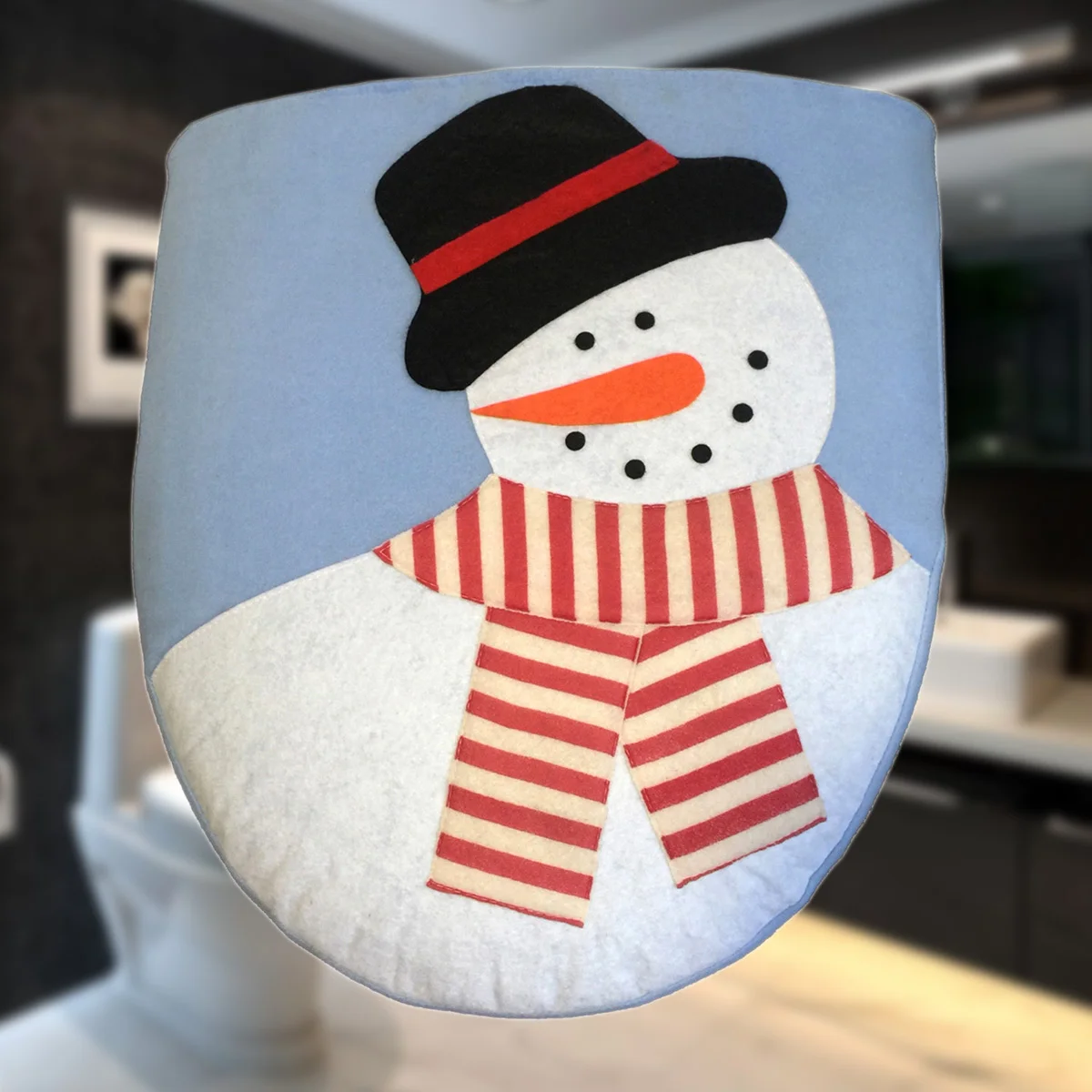 

2Pcs Bathroom Floor Carpet Set with Toilet Seat Cover Snowman Theme Toilet Mat for Holiday Decor Cozy Non-Slip Easy Clean Cloth