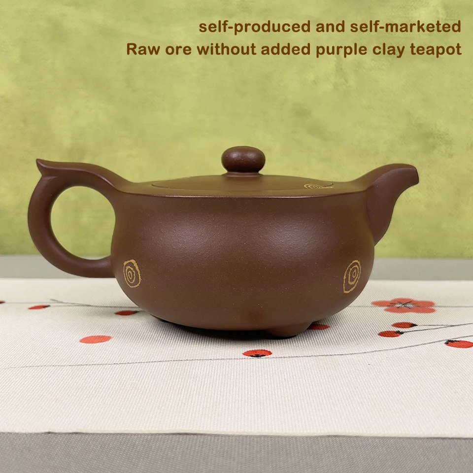 Handmade Zisha Clay Teapot, Chinese Traditional Yixing Purple Sand Tea Pot, 370ml Elegant Tea Maker for Home, Office, Gift 2