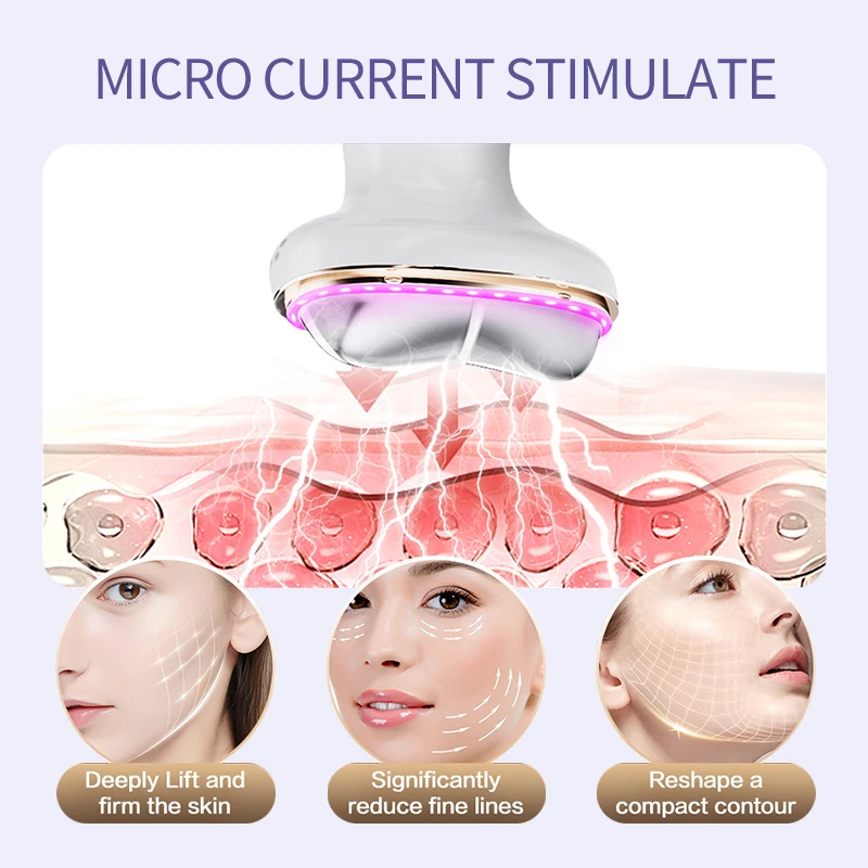 7-color LED Photon Therapy Facial Cold and Hot Compress Neck Beauty Device EMS Microcurrent Lifting Chin Massage Instrument