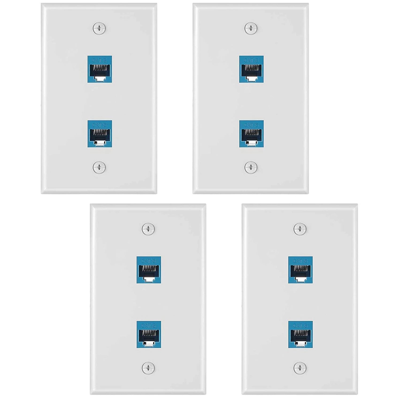 Efficient 8 Pieces 2 Port Ethernet Wall Plate, RJ45 Cat6 Female To Female Jack Inline Coupler Face Plates