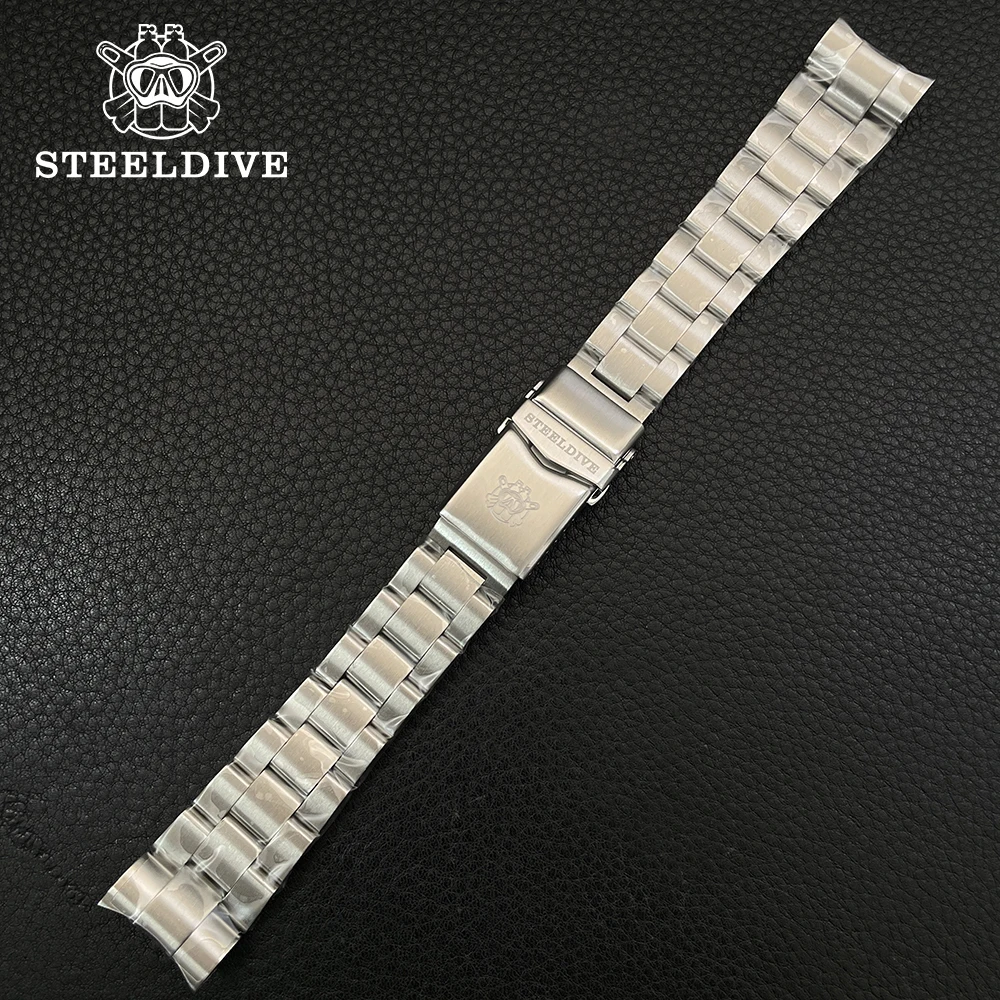 STEELDIVE Official SD1964 New Special Strap Watch Chain 22*18MM Width SD1964GD Stainless Steel Strap With Solid Clasp