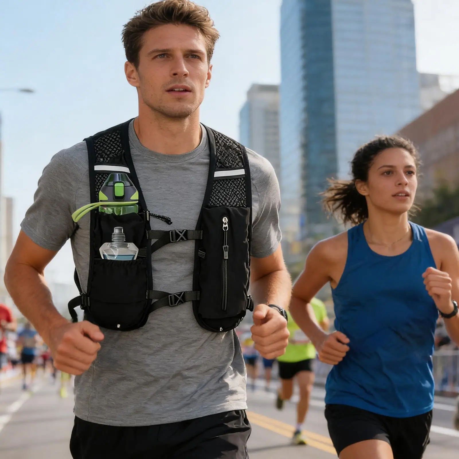 Waterproof Trail Running Vest Reflective Breathable Chest Pa