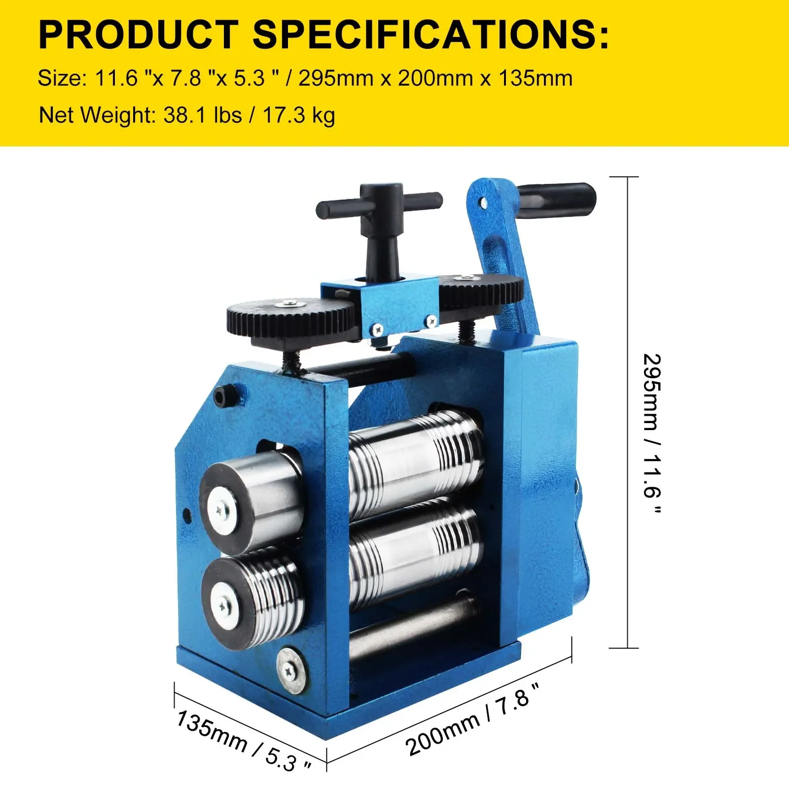 Sheet Square Semicircle Pattern Wire Roller Gear Ratio 1:2.5  Mill Manual Combination Rolling Mill Machine Jewelry Rolling Mills