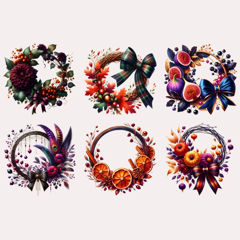 

Kids fig Dried oranges garland Harvest Season Iron On Heat Transfer Sticker T-shirt Iron On Transfer Patches For Clothes Decal