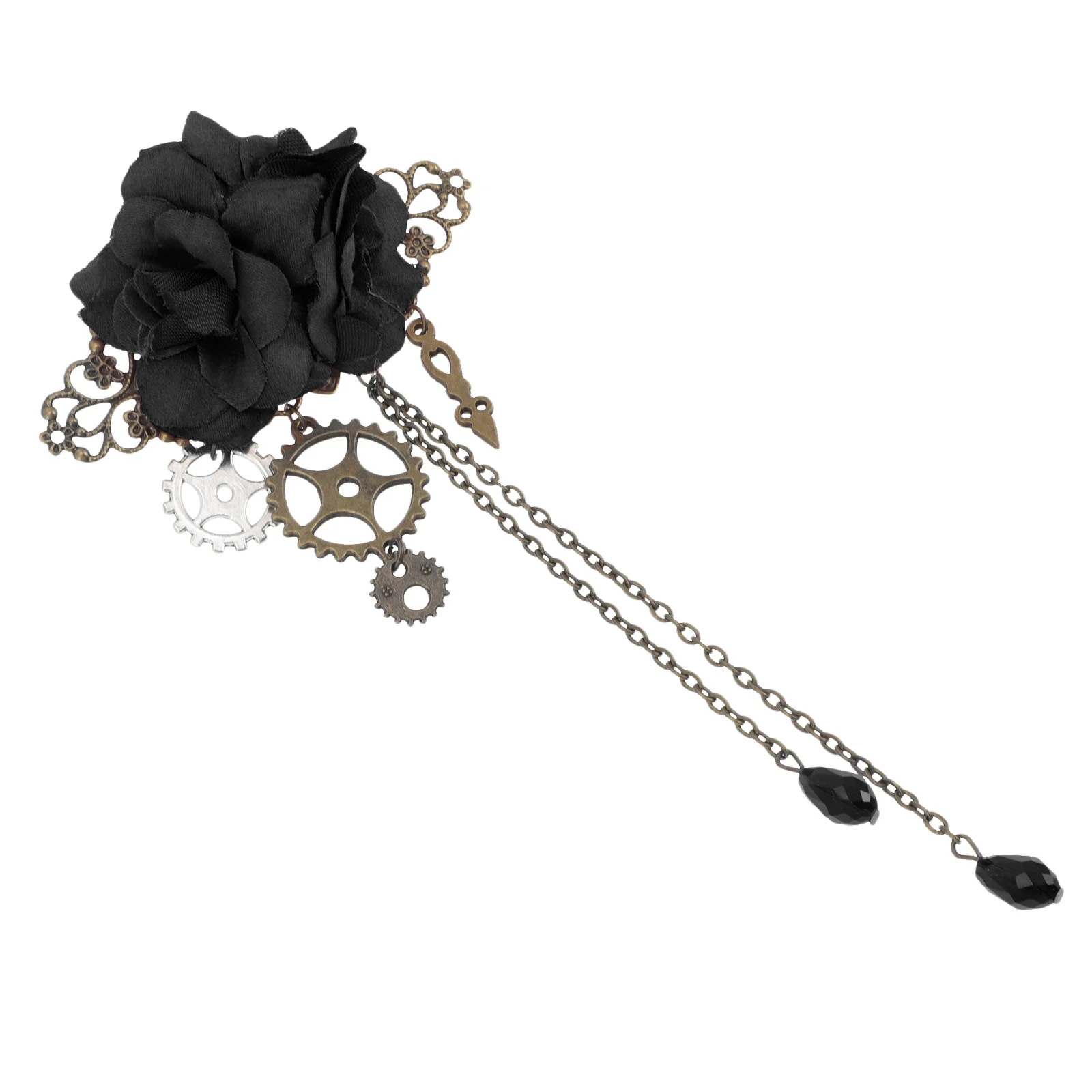 Accesorios de decoración de boda Steampunk para mujer, horquilla mecánica, broche de rosa, Clip de flores de Cosplay, Clips de perlas