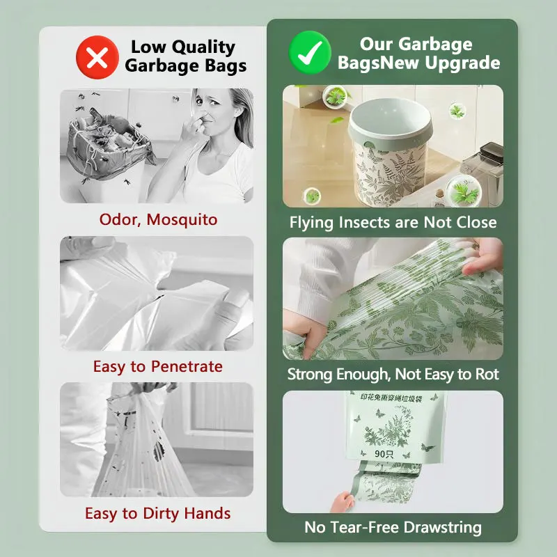 100PCS Thickened Drawstring Trash Bags 6