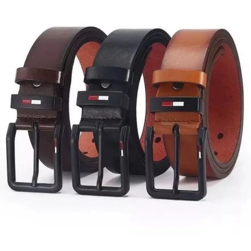 Men's PU Leather Alloy Pin Square Buckle Belt BusinessLeisure Belts 2023 Fashion Black Coffee Brown WaistBelts for Men