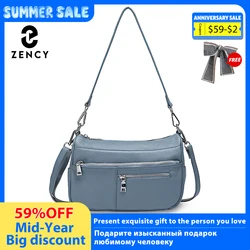 Zency Noble Temperament Women Shoulder Bag 100% Genuine Leather Winter Black Pink Fashion Crossbody Purse Beige Hobos Handbag