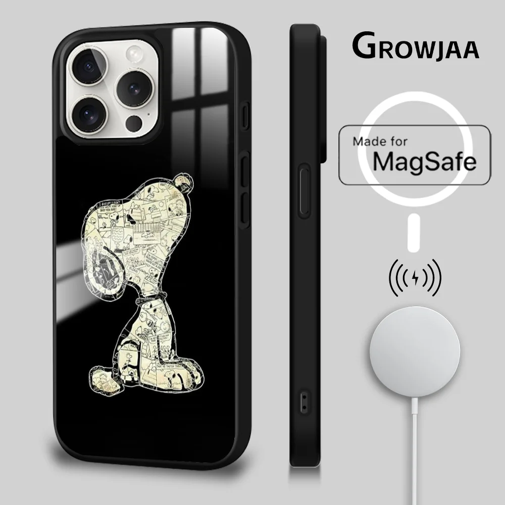 Divertente S-Snoopy Cassa Del Telefono Per iPhone 16 15 14 13 12 11 Pro Max Plus Mini Nuovo Magsafe Specchio Copertura Magnetica Senza Fili