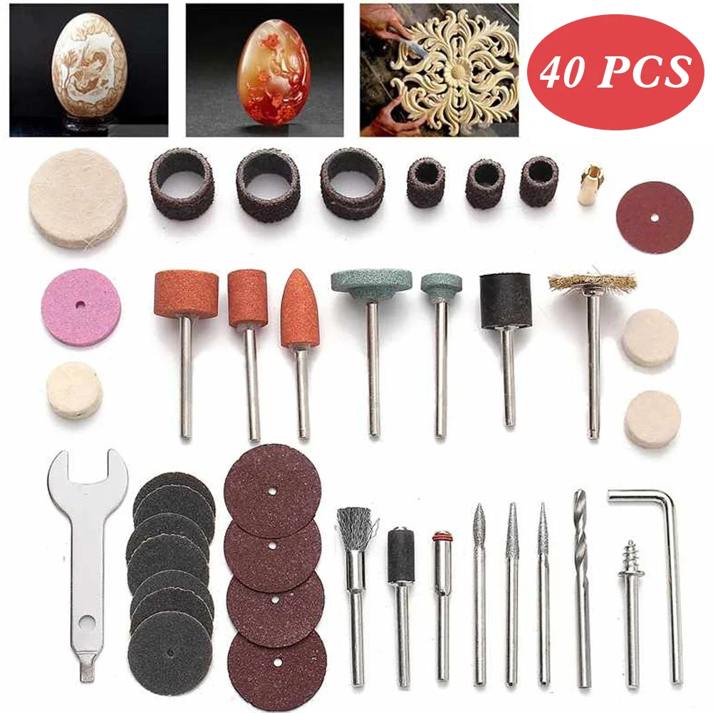 40pcs Mini Grinding Sanding Head Set Polishing Rotating Kits For Electric Grinde Drill Rotary Tool Accessories Abrasive Tools