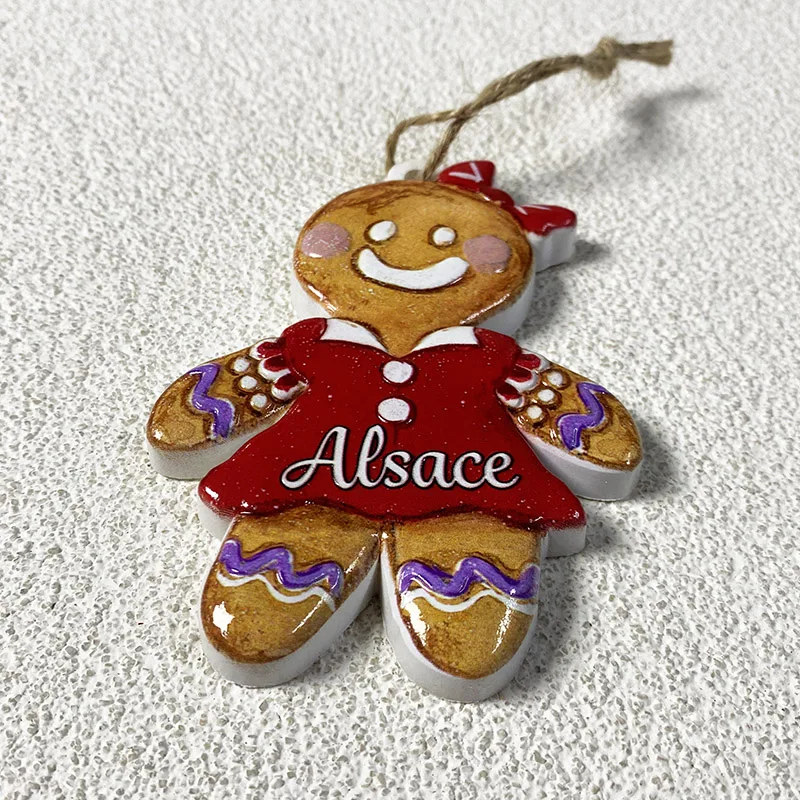 Alsace Travel Souvenir Crafts Christmas bow gingerbread man three-dimensional decoration 3d painted refrigerator magnets