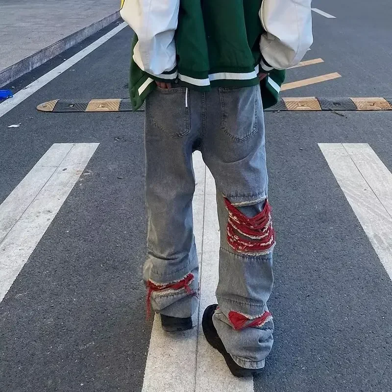 2023 Ropa Grunge Y2K Streetwear pantaloni Jeans strappati larghi strappati per uomo donna dritta vecchi pantaloni larghi in Denim Vetements Homme