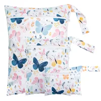 Ensemble de 3 sacs à couches lavables pour bébé, poches lisses à fermeture éclair, utilisation multi-scénario, peut être accroché, imperméable, housse de couche réutilisable, WetBag 3