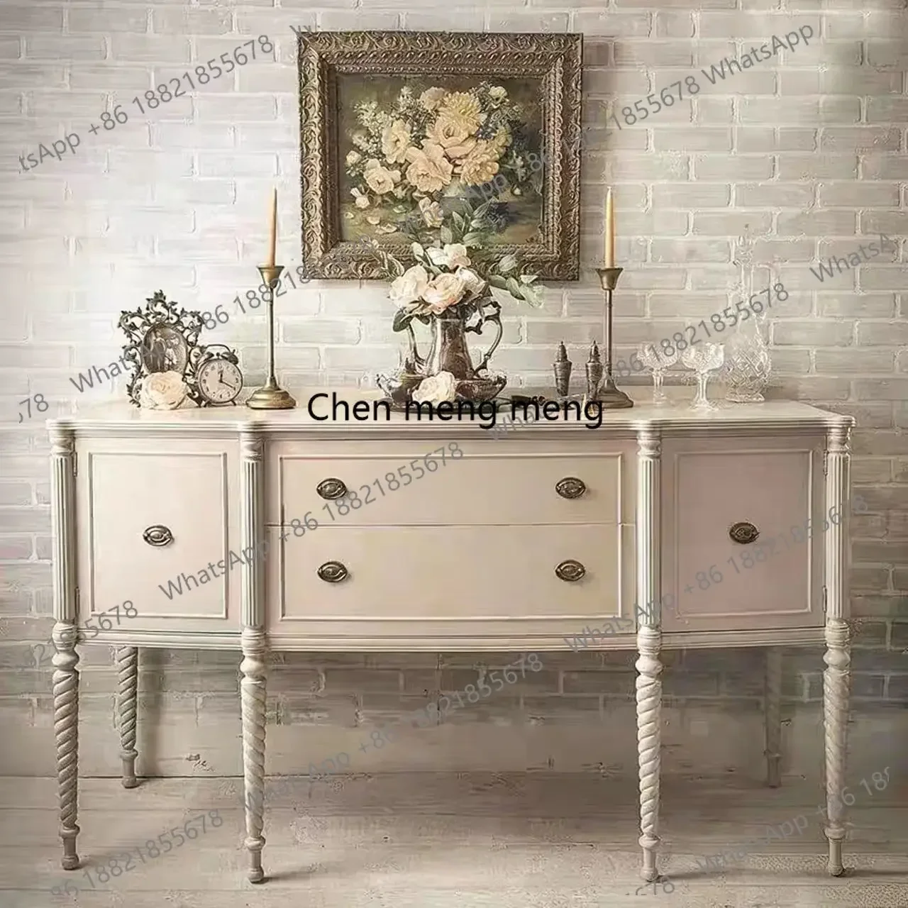 

ZJFrench solid wood entrance table entrance hall cabinet living room solid wood decorative cabinet European carved cabinet