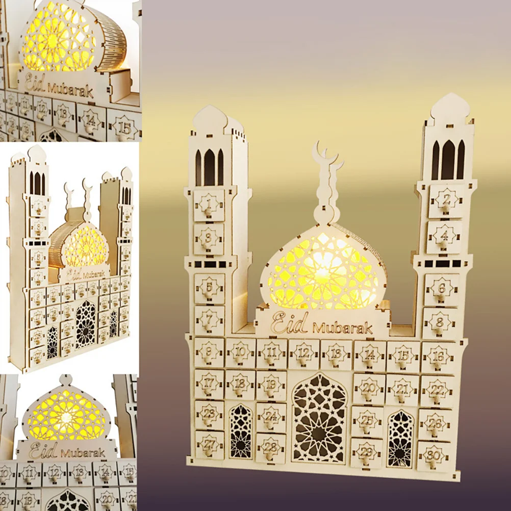 

Decorate Wooden Calendar Ornament Eid Mubarak Decoration Useful Countdown Poster
