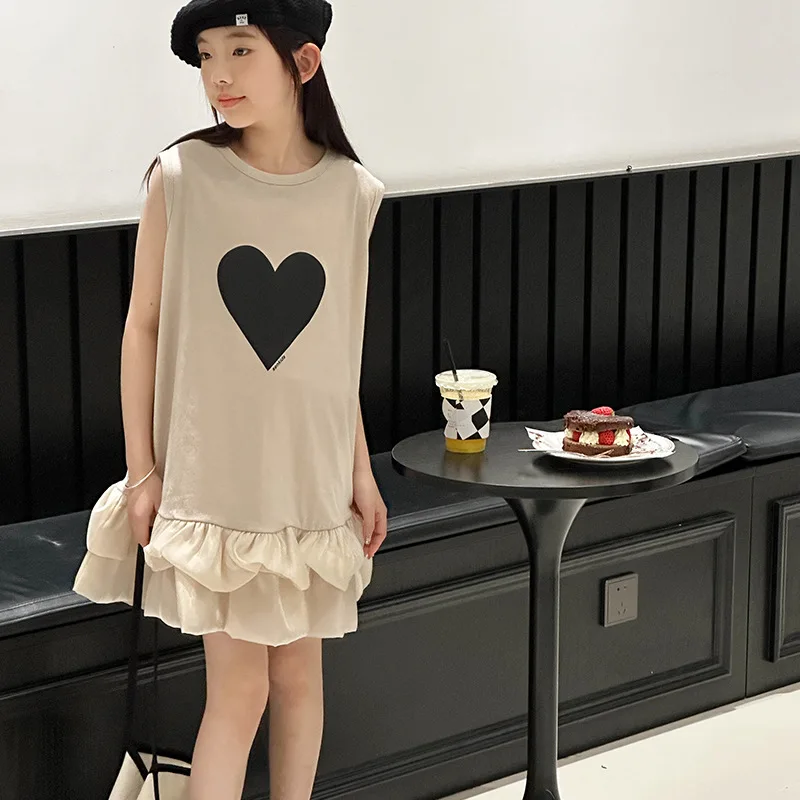 Girls Dress 2024 New Older Children's Summer Mori Sleeveless Skirt Children's Summer Dress Korean Wear Vest Skirt