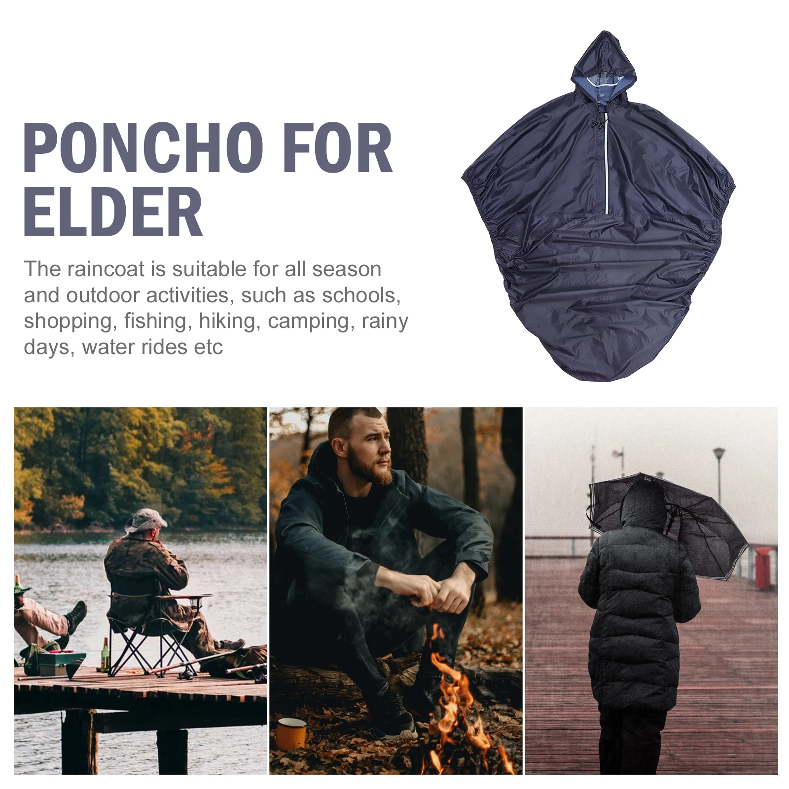 

Waterproof Poncho Wheelchair Raincoat Handy Navy Polyester Pvc Repellent Fabric