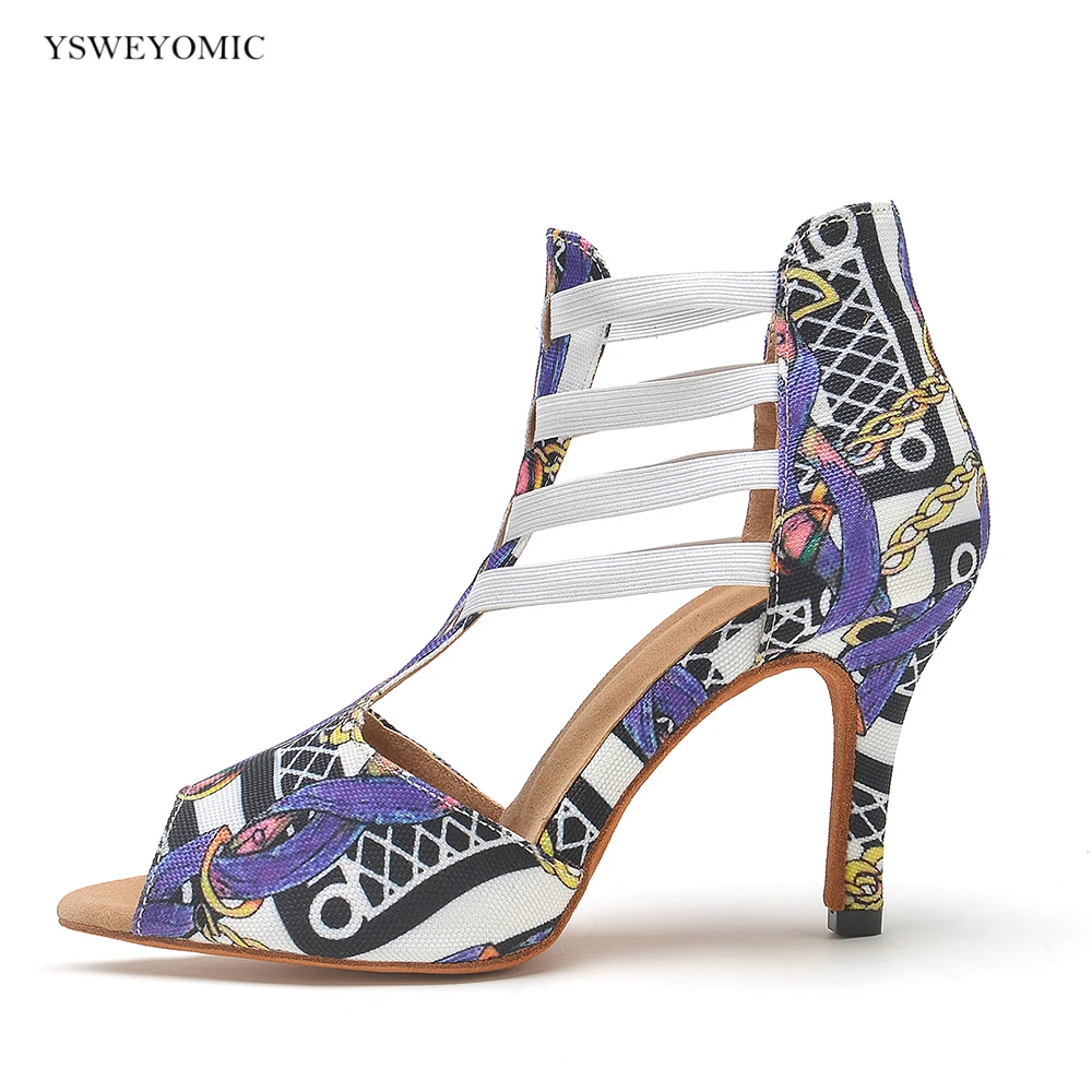 YSWEYOMIC Africa Latin Salsa Dance Shoes Customized Heels Printing logo As free Team Order Latin Dance Shoes For Party