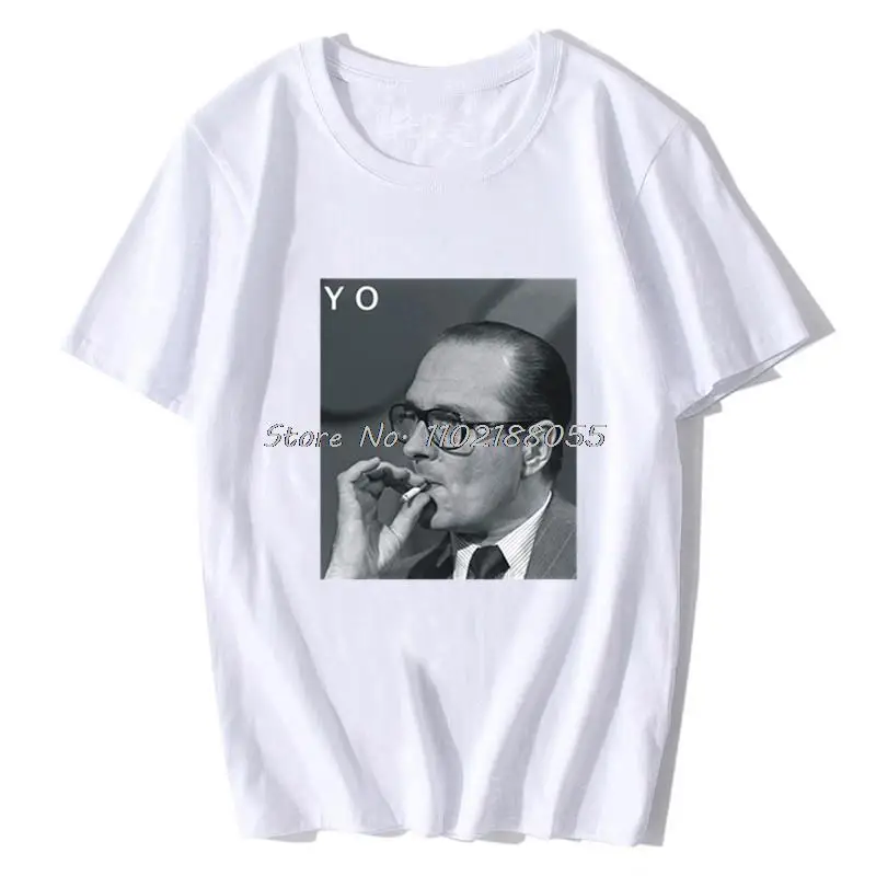 Men Tshirt Harajuku Retro T Shirt Jacques Chirac - Yo Rap Hip Hop Fumer Paris Mode Fashion France Men Tees Streetwear Oversize