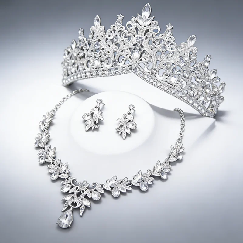 Brautschmuck-Sets für Frauen, Diademe und Halsketten-Ohrring-Sets für Hochzeitskleider, Partys, Geburtstage, Kostüm-Accessoires