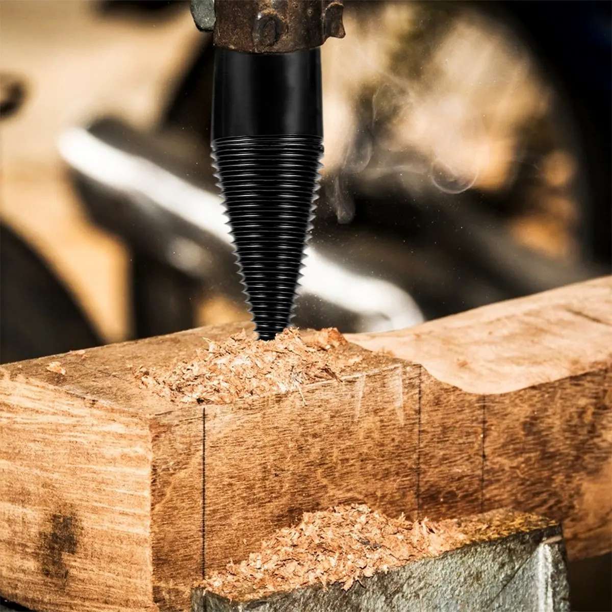 

1Set Firewood Log Splitter Cone Drill Bit Steel Woodworking Tool Deep Thread Design for Easy Splitting Oak Hickory Walnut Logs