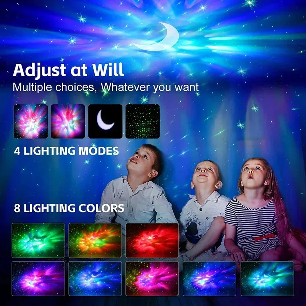 New Aurora Moon Stars Projector Night Light Kids Gift Adjustable Nebula Galaxy Lamp LED Astronaut Projection Lamp for Room Decor