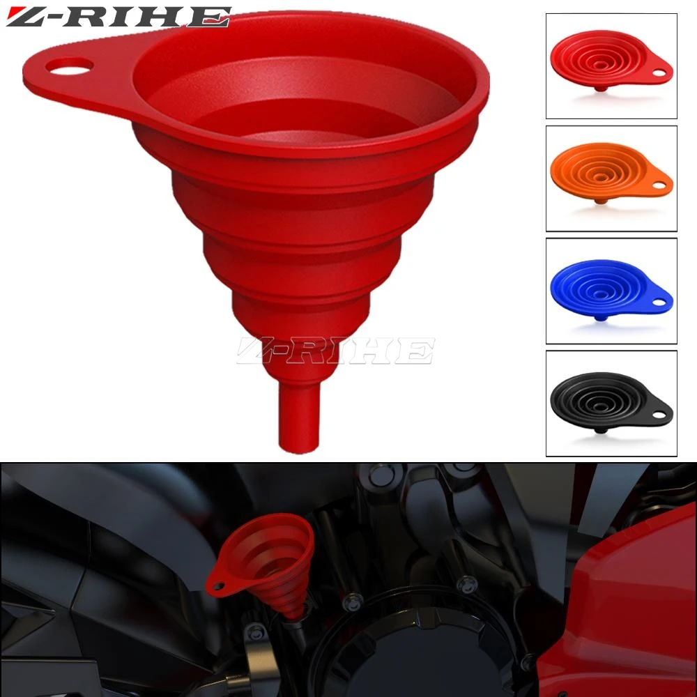 

For APRILIA RS50 RS4 RS125 RS250 DORSODURO 750 1200 CAPONORD1200 Motorcycle Engine Foldable Funnel Universal Silicone Liquid