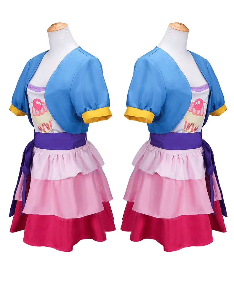 Anime Little Pony Pinkie Pie Cosplay Costume Fashion Uniform Suit Outfit Halloween Christmas Party Lovely Princess Skirt