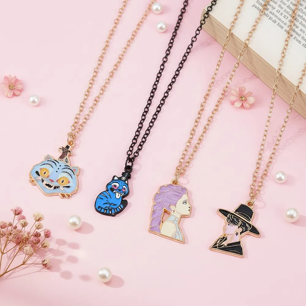 أنيمي KPop شيطان الصيادين رومي قلادة الإبداعية الكرتون للجنسين قلادة سلسلة عنق لهدايا عيد ميلاد مجوهرات الإكسسوار