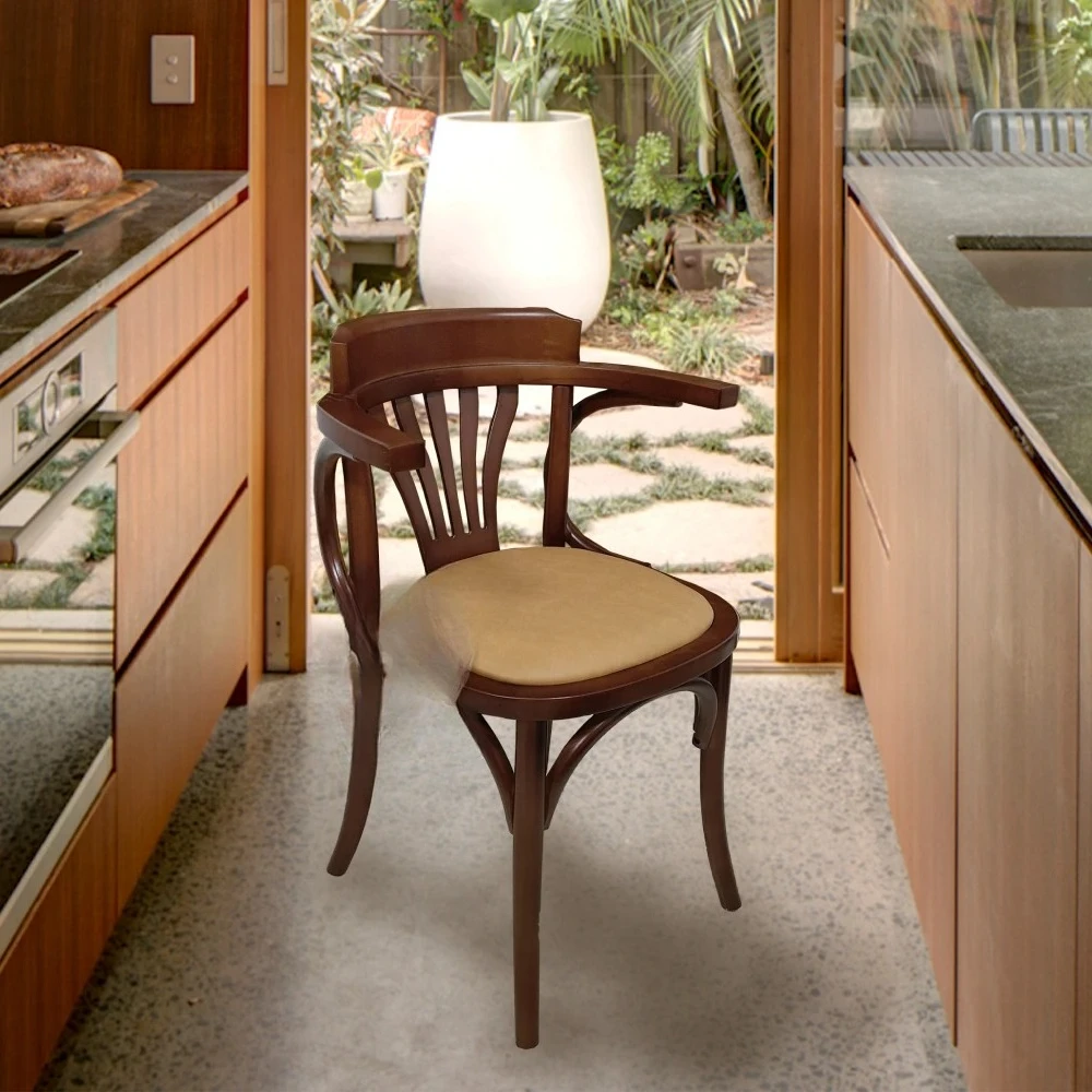 Kursi makan kayu solid bergaya retro