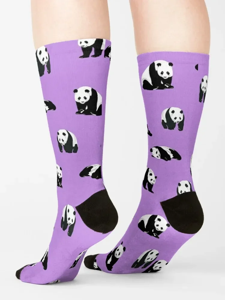 Pandas on Purple Socks professional running christmas gift sheer Men Socks Luxury Brand Women's