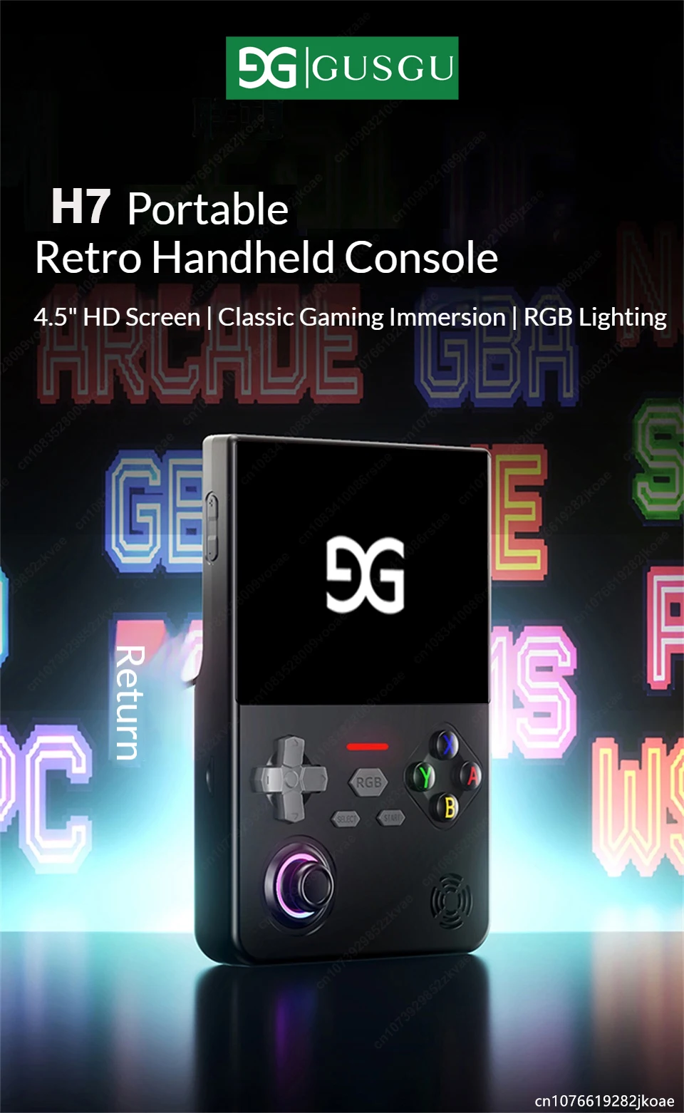 GUSGU H7 Open-Source Retro-Spielkonsole 4,5" IPS Tragbarer Linux-Handheld-Spieler Bestes Gaming-Geburtstags- und Festgeschenk 4000mAh – Detail 1
