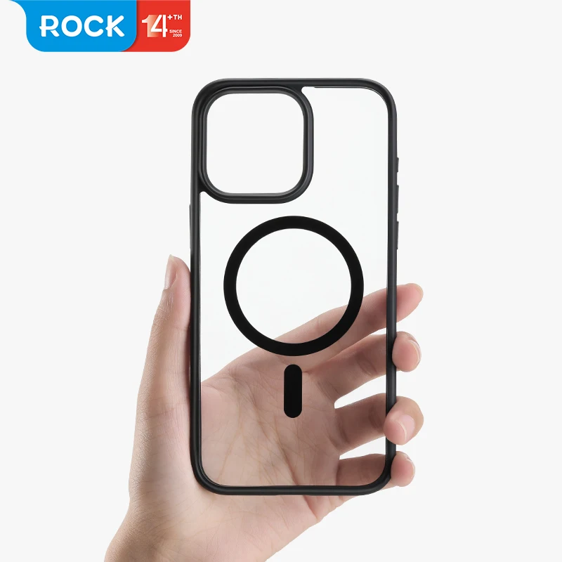 For iPhone 15 Pro Max Case Rock Space Magnetic PC+TPU Shockproof Hybrid Guard Pro High Transparent Back Cover For iPhone 15 Pro