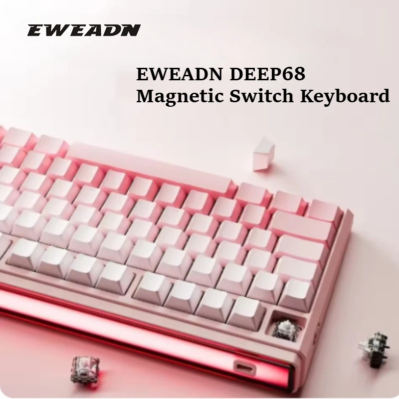 

EWEADN DEEP68 Проводная клавиатура с магнитным переключателем, 68 клавиш, электрическая световая коробка с возможностью горячей замены RT01, игровая клавиатура для киберспорта с высокой щеткой, подарки