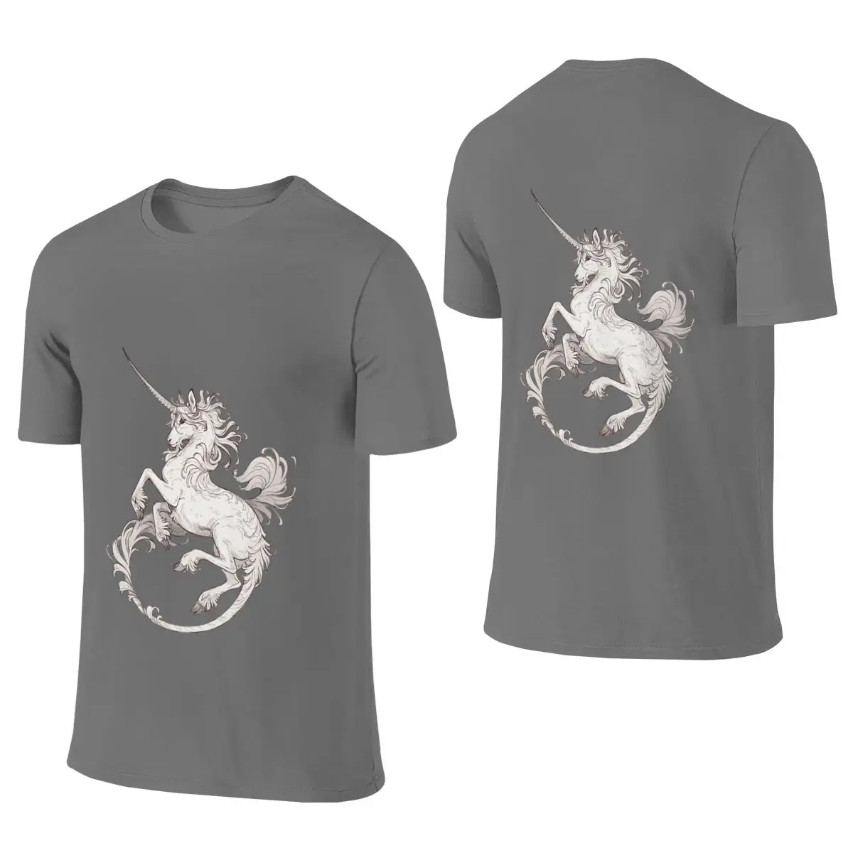 Medieval Unicorn Nude Feeling Reversible T-shirt Niche Casual Small Patterns Cotton Tee