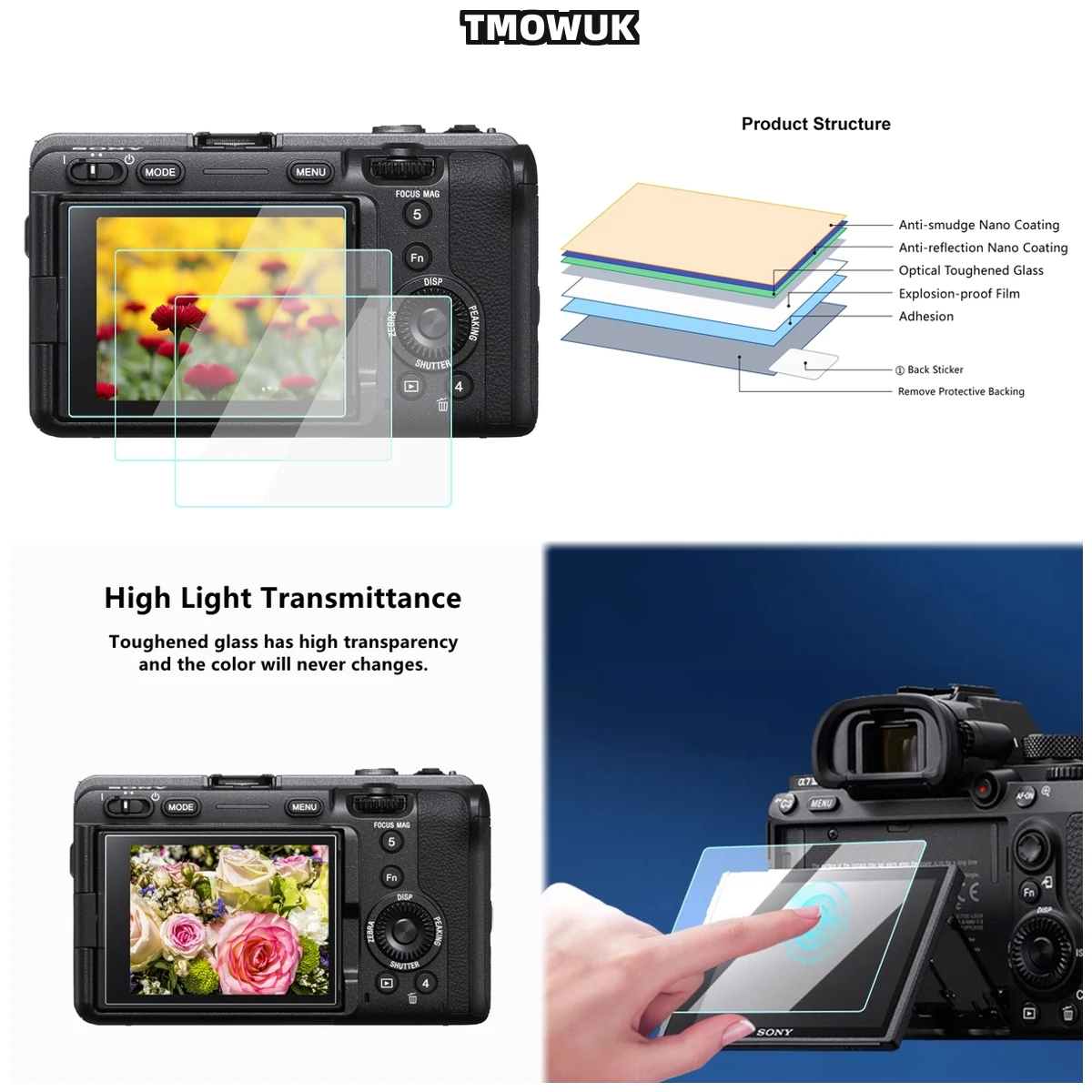 

For A7S3 A7R3 A7RM3 A7RMII A7MII A7MIII A7C, Dust-Proof Film, Superior 9H Hardness Protection.