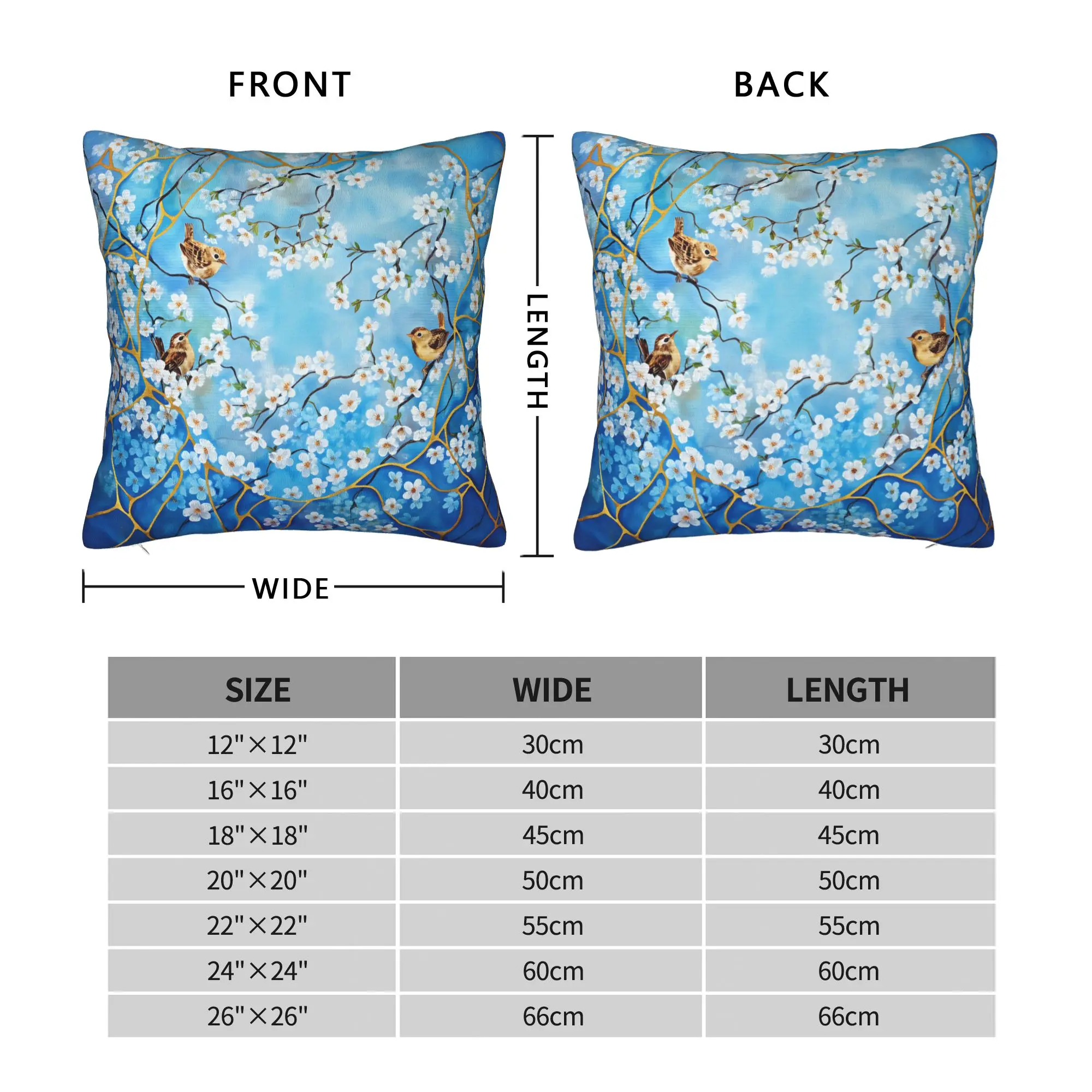 Pillow Case Flowers and Birds Graphic  Pillow Cover For Sofa Home Decor Funny Pillowcases