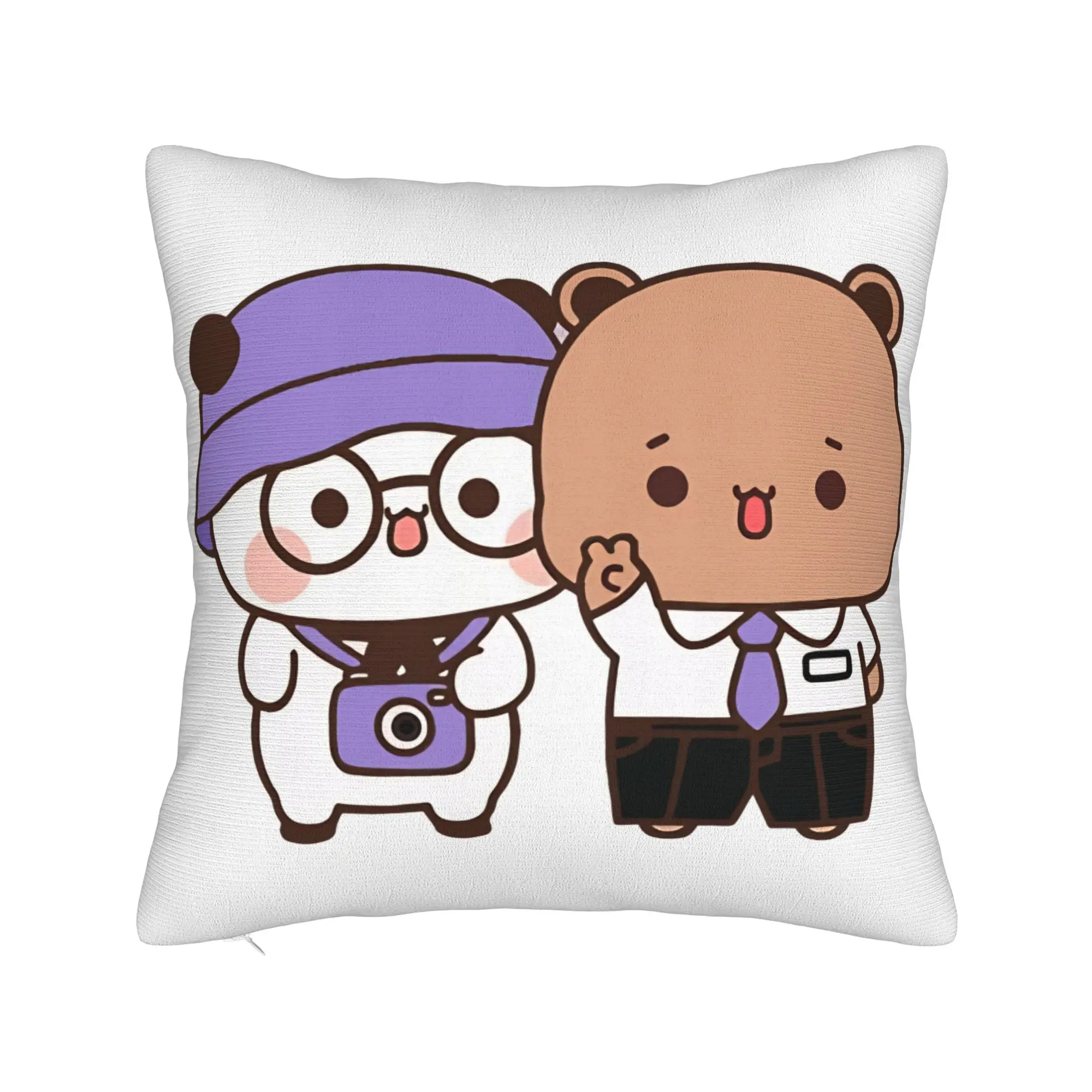 Bear And Panda Bubu Dudu Balloon  Pillow Cover  Vintage Pillow Case For Wedding Party Home Decor Square Pillowcases Gift
