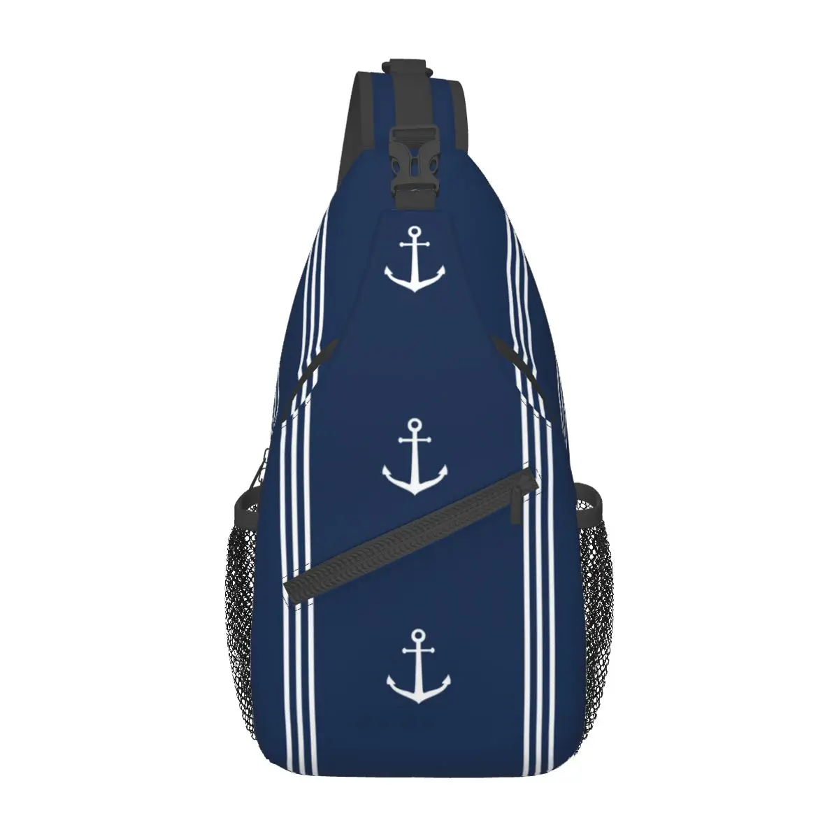 

Navy Blue Boat Anchor Crossbody Sling Bags Men Women Chest Bag Nautical Marine Shoulder Backpack Daypack Travel Hiking Biking