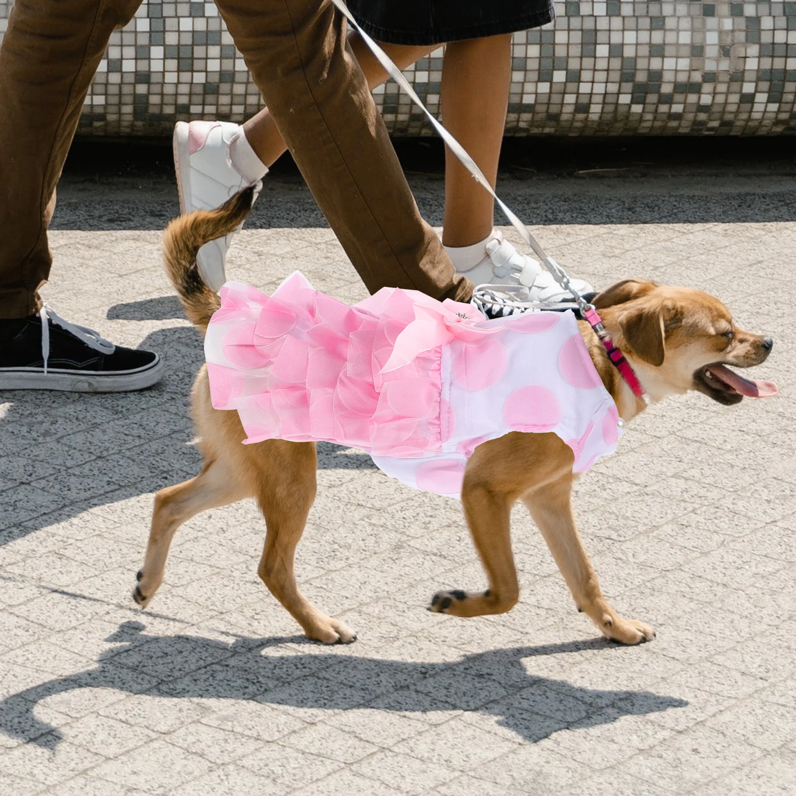

Pet Dog Bowknot Dress Pink M Tutu Lace Multilayer Charming Cozy Clothes for Walking Jogging Pet Dog Tutu Dress