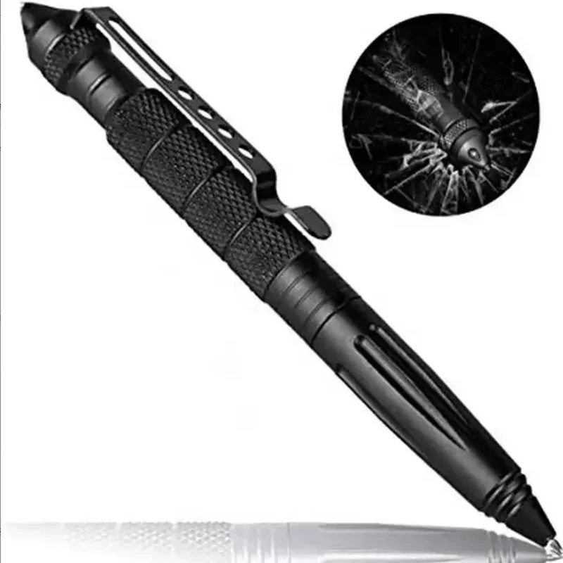 في الهواء الطلق متعدد الوظائف المعادن التكتيكية القلم المضادة للانزلاق زجاج الطوارئ كسر نافذة مخروط بقاء الدفاع عن النفس القلم #6