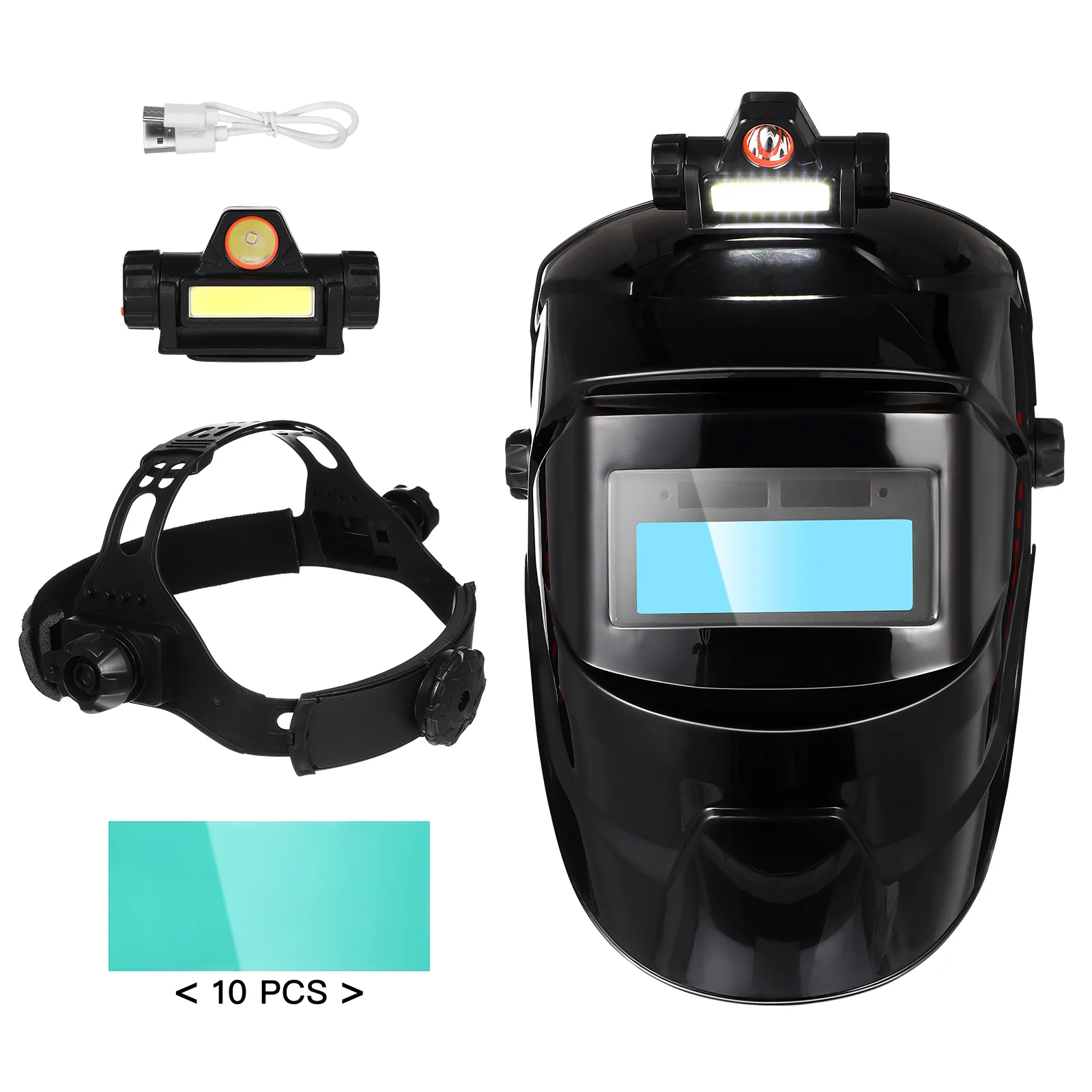 Welder Mask Hood Welding Head-mounted Convenient Solar Powered Portable for