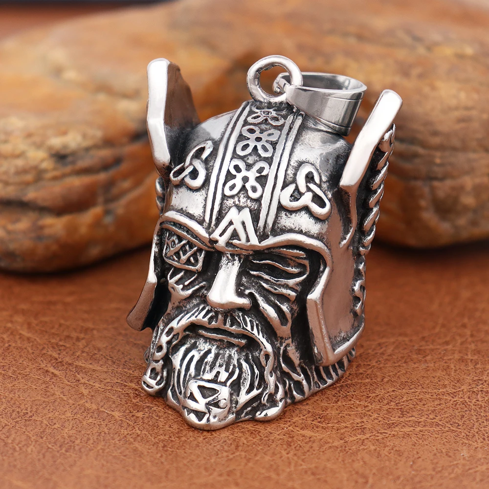 

Vintage Viking Warrior Bell Pattern Necklace for Men Stainless Steel Black Norse Motorcycles Pendant Classic Jewelry Wholesale