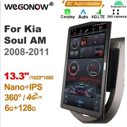 13.3Inch Ownice 1Din Android10.0 Car Radio 360 Panorama for Kia Soul AM 2008-2011 GPS Auto Audio SPDIF Rotatable 4G LTE NO DVD