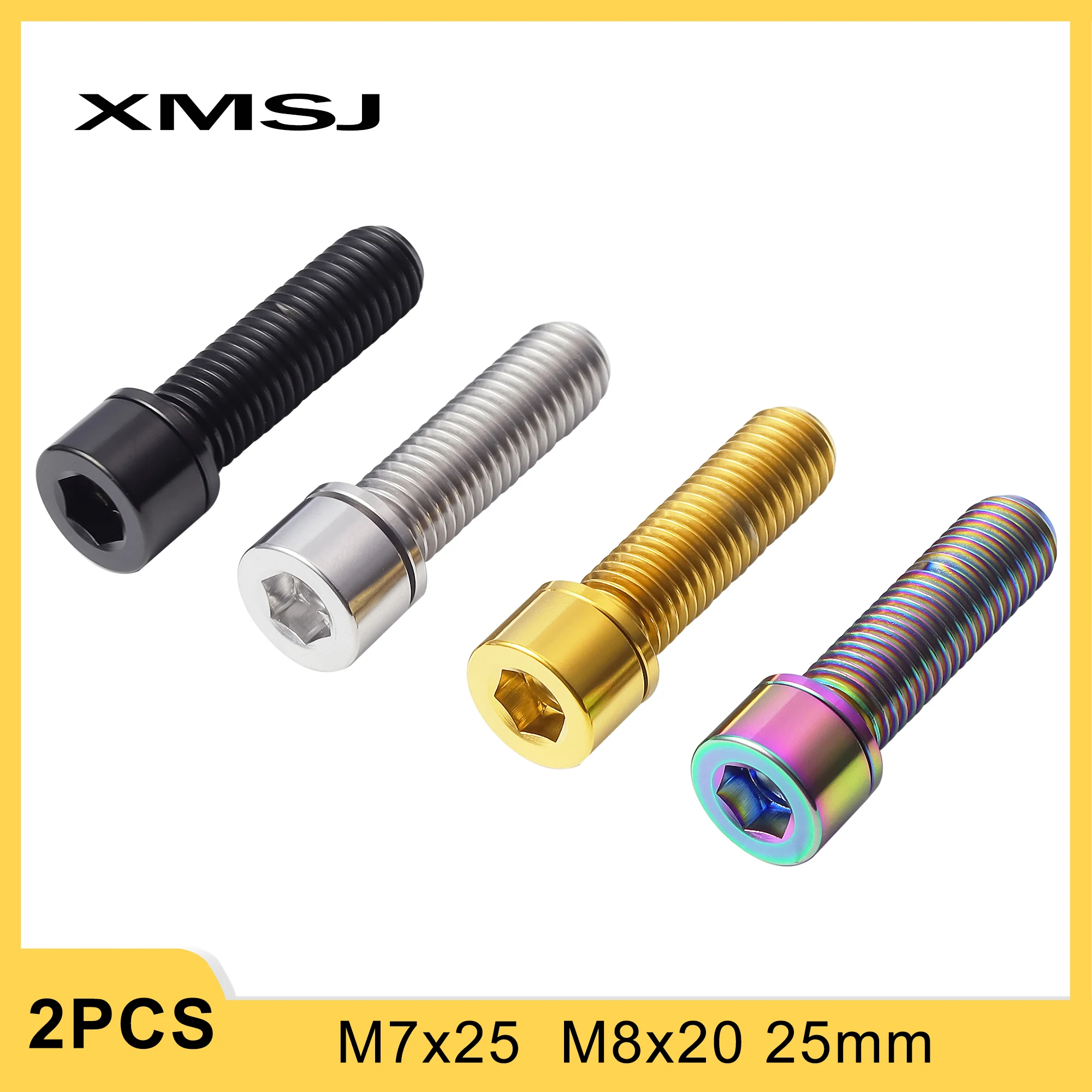 XMSJ Titanium Stem Clamp Bolt Screw M7/M8x20 25mm For Brompton Folding Bike Stem Clamp Handlebar Bicycle Screw Fastener