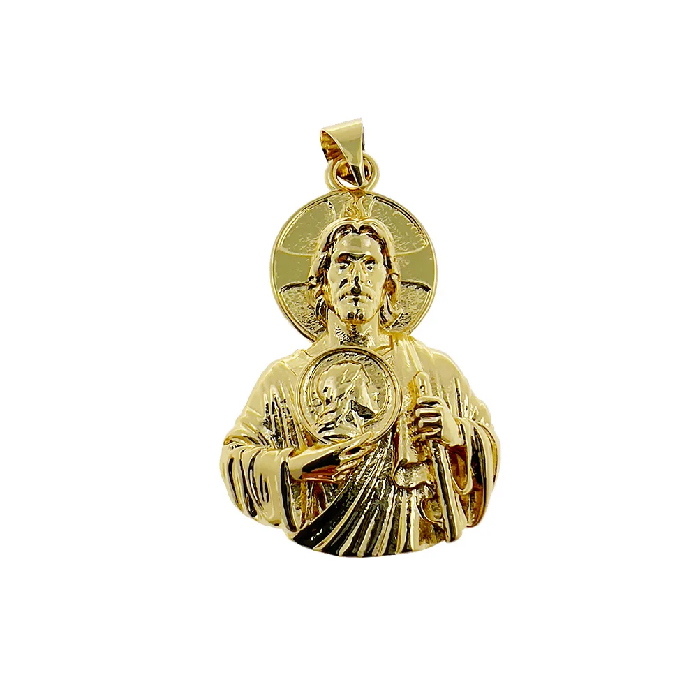 Vintage Medal Jesus Pendant CZ Zircon Metal Amulet Geometric Necklace Keychain Accessories For Women Men DIY Jewelry Making