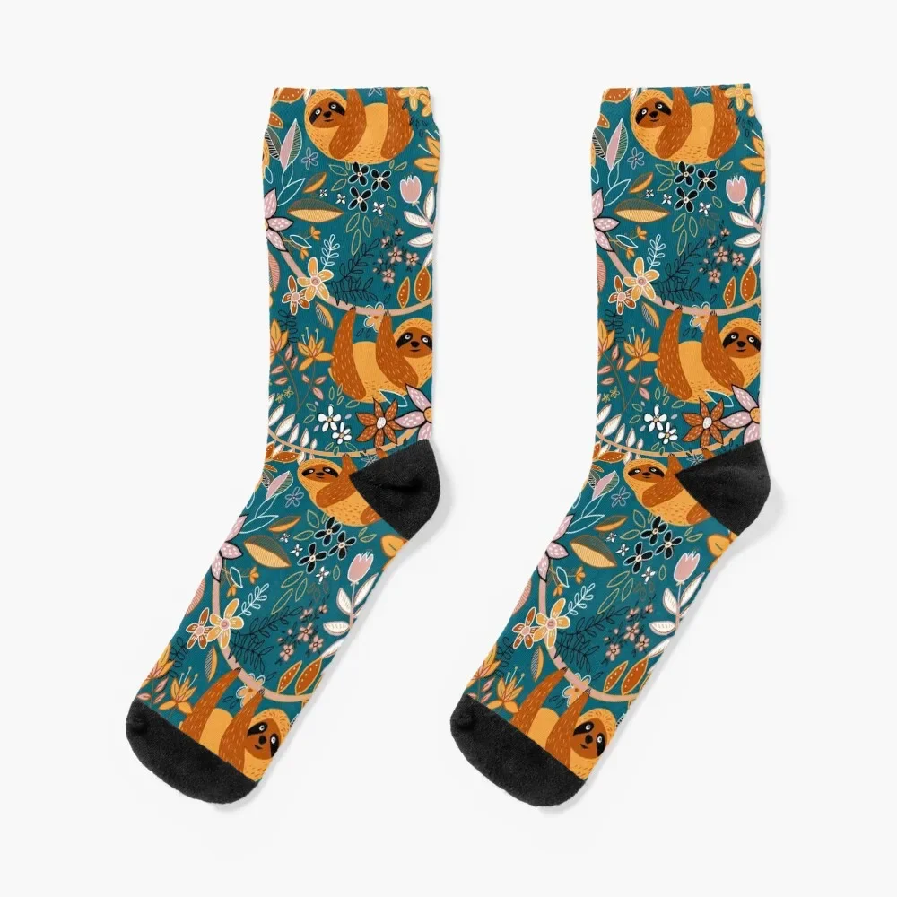 

Happy Boho Sloth Floral Socks essential gym Socks Ladies Men's