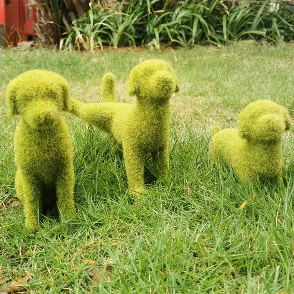 

Creative Topiary Simulation Flocking Dog Sculptures Animal Dog Figurines Flocking Garden Decoration Dog Statue